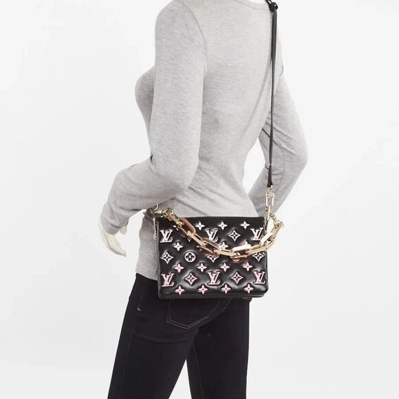 Louis Vuitton Black/Pink Monogram Embossed Lambskin Leather Coussin BB Bag - Picture 8 of 11